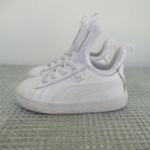PUMA Toddler Infant Girls Basket Fierce Size 6C Sneakers Shoes - White on White
